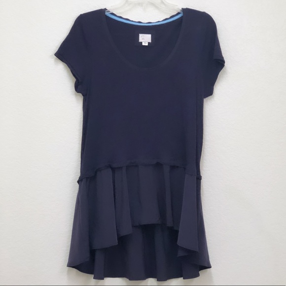 Anthropologie Tops - Postmark High Low Peplum Scoop Neck Plum Tee